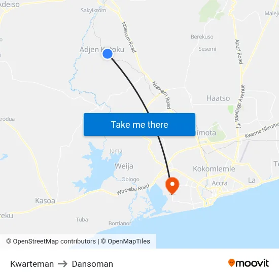 Kwarteman to Dansoman map
