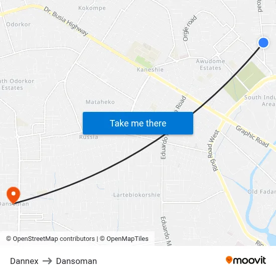 Dannex to Dansoman map