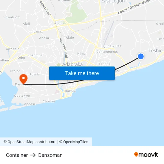 Container to Dansoman map
