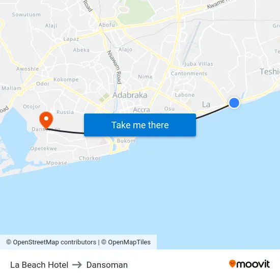 La Beach Hotel to Dansoman map