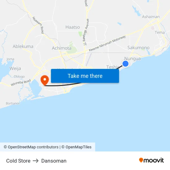 Cold Store to Dansoman map