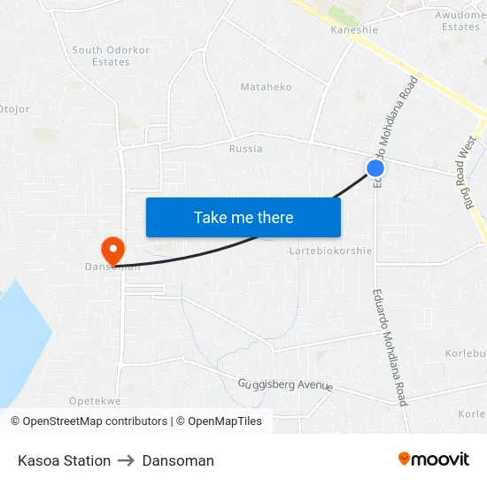 Kasoa Station to Dansoman map