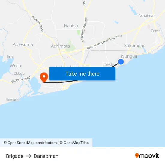 Brigade to Dansoman map
