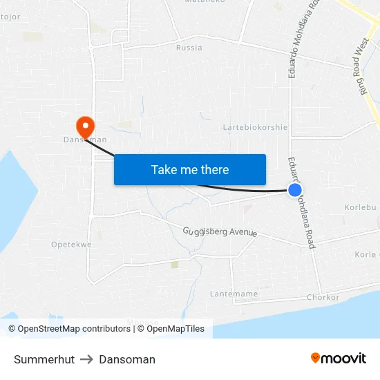 Summerhut to Dansoman map