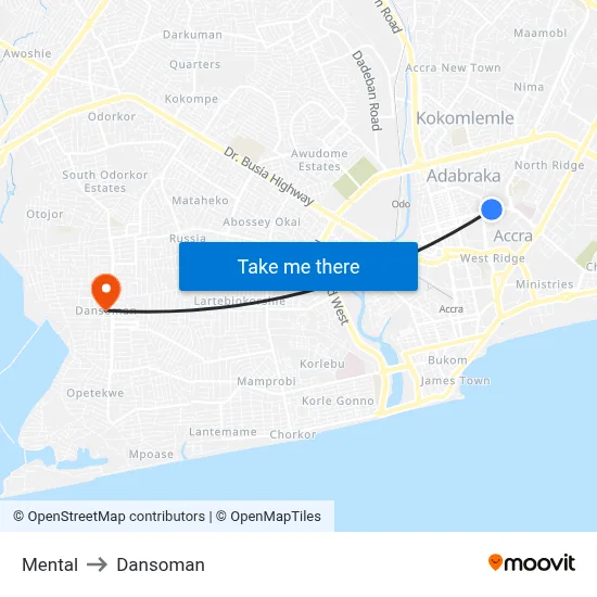 Mental to Dansoman map