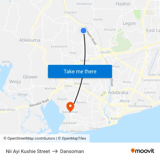 Nii Ayi Kushie Street to Dansoman map
