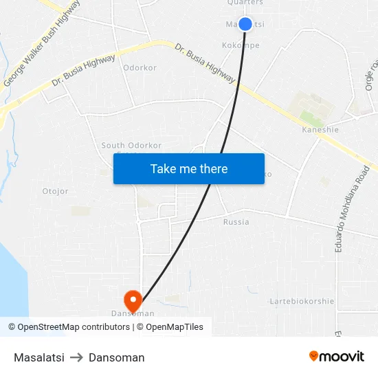 Masalatsi to Dansoman map