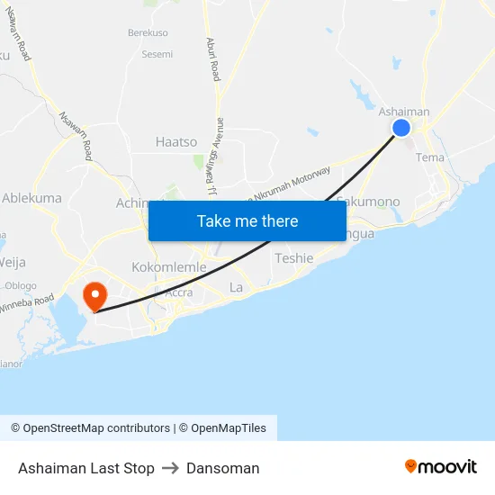 Ashaiman Last Stop to Dansoman map