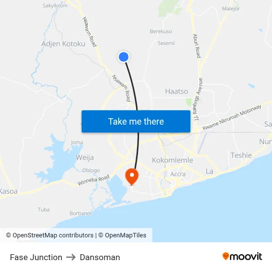 Fase Junction to Dansoman map