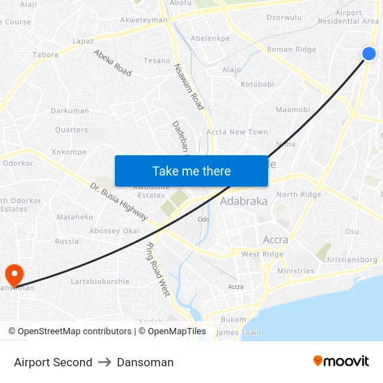 Airport Second to Dansoman map