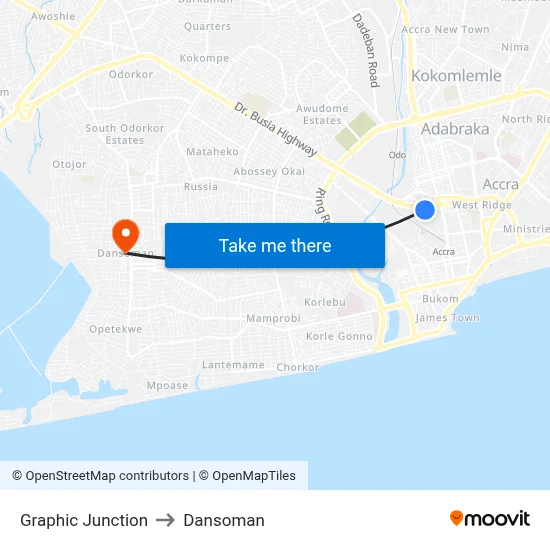 Graphic Junction to Dansoman map