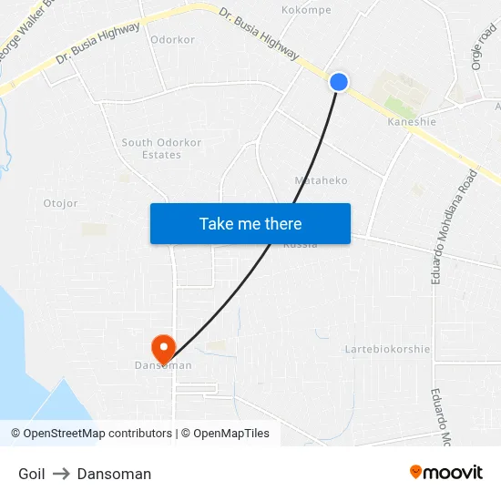 Goil to Dansoman map