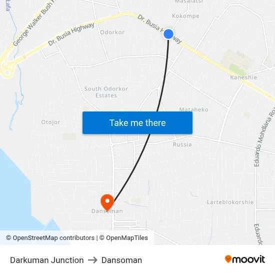 Darkuman Junction to Dansoman map