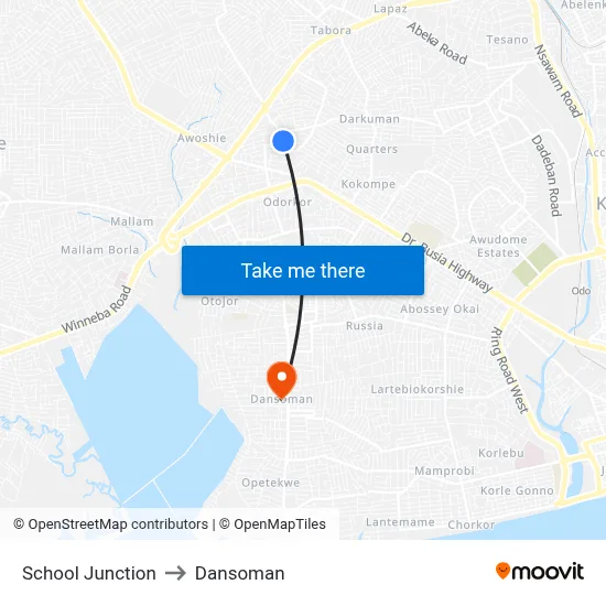 School Junction to Dansoman map