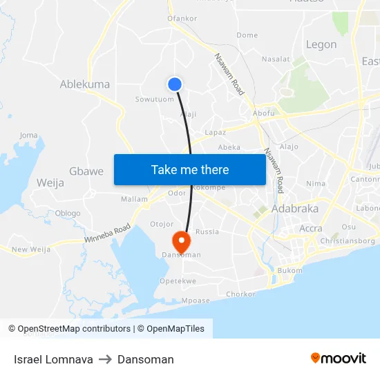 Israel Lomnava to Dansoman map