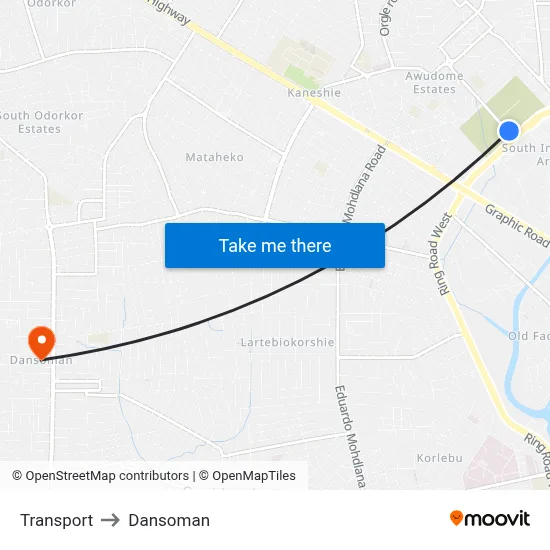 Transport to Dansoman map