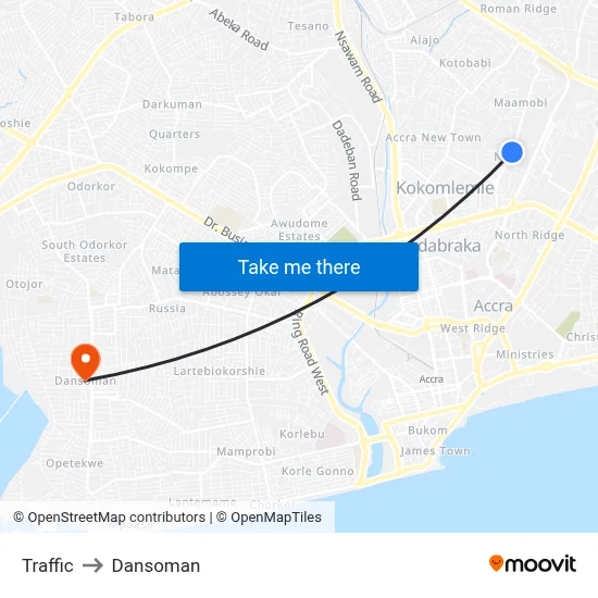 Traffic to Dansoman map
