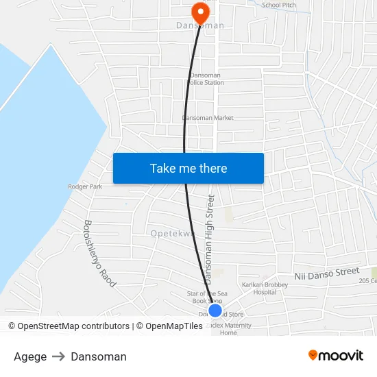 Agege to Dansoman map