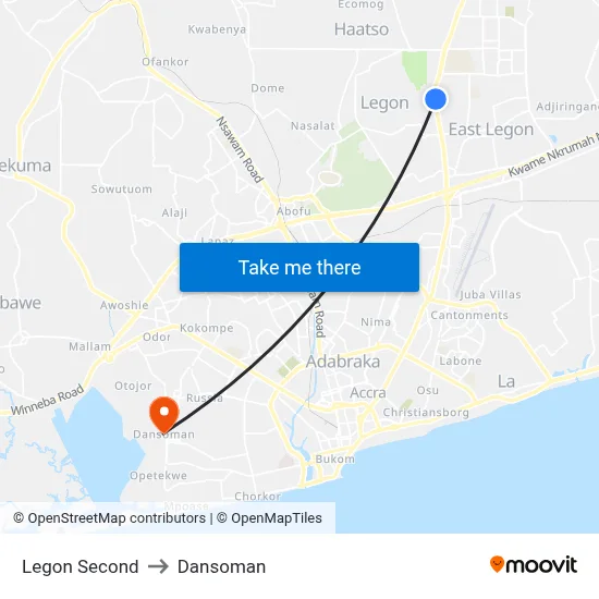 Legon Second to Dansoman map