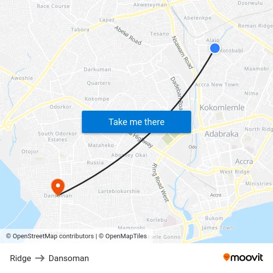 Ridge to Dansoman map