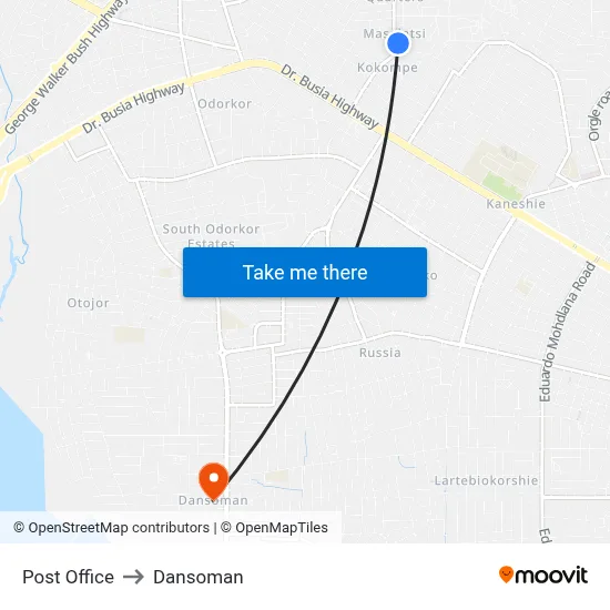 Post Office to Dansoman map