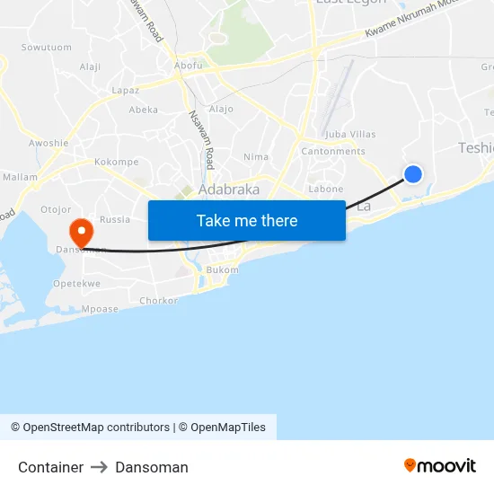 Container to Dansoman map