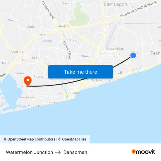 Watermelon Junction to Dansoman map