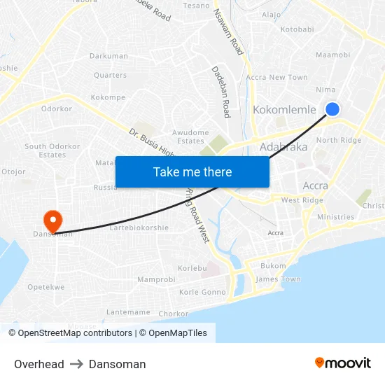 Overhead to Dansoman map