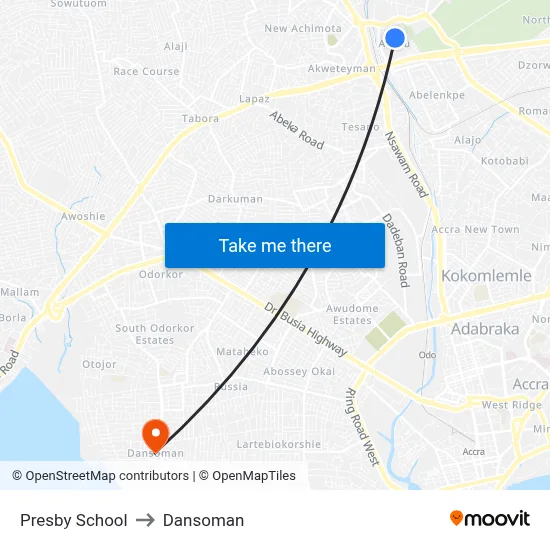 Presby School to Dansoman map
