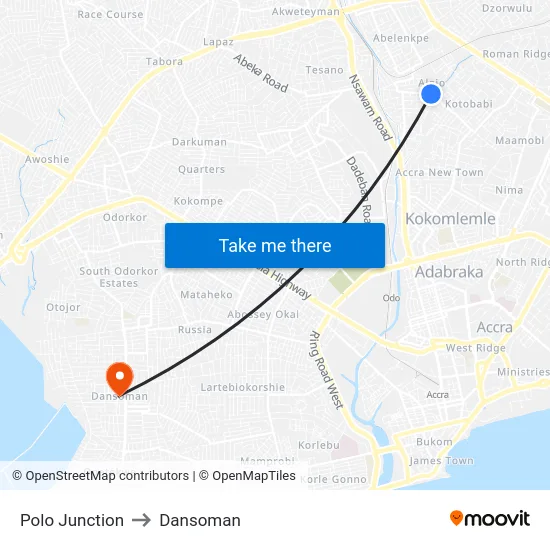 Polo Junction to Dansoman map