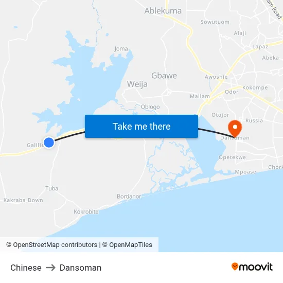 Chinese to Dansoman map