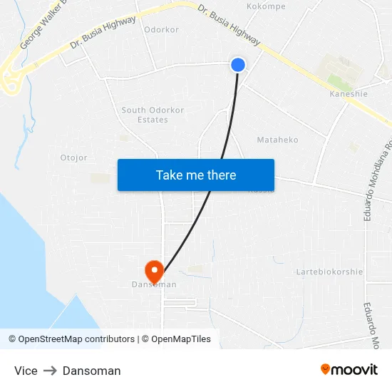 Vice to Dansoman map