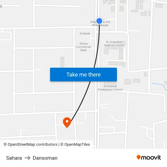 Sahara to Dansoman map