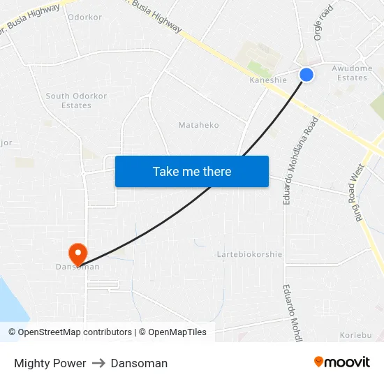Mighty Power to Dansoman map