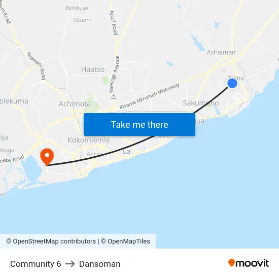 Community 6 to Dansoman map