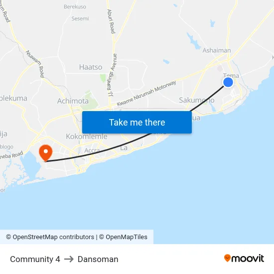 Community 4 to Dansoman map