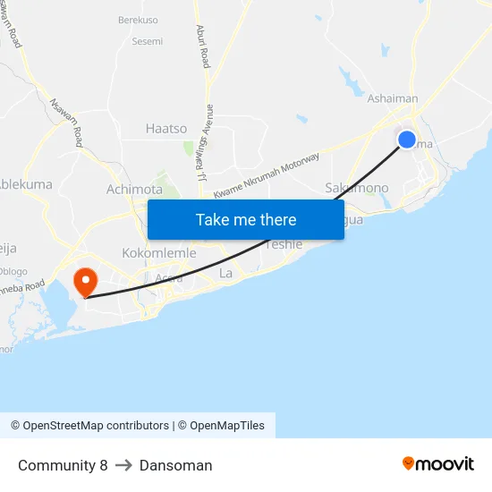 Community 8 to Dansoman map