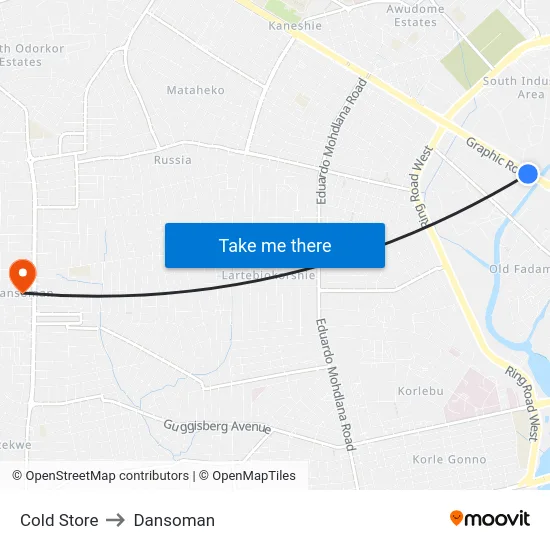 Cold Store to Dansoman map
