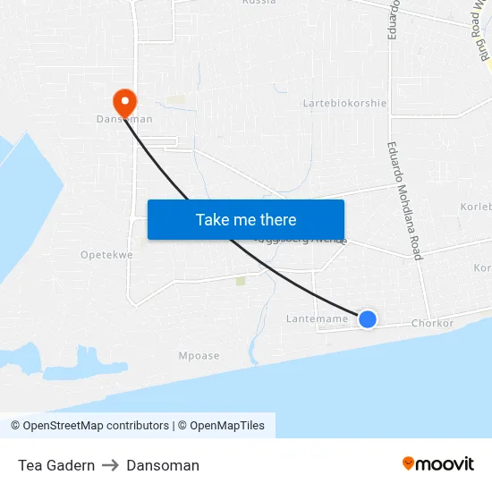 Tea Gadern to Dansoman map