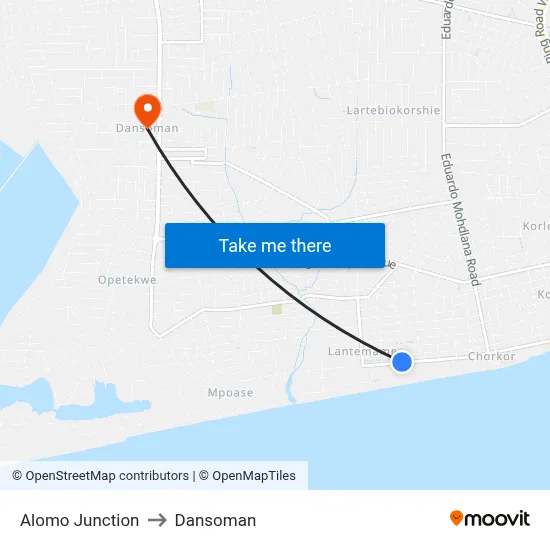 Alomo Junction to Dansoman map