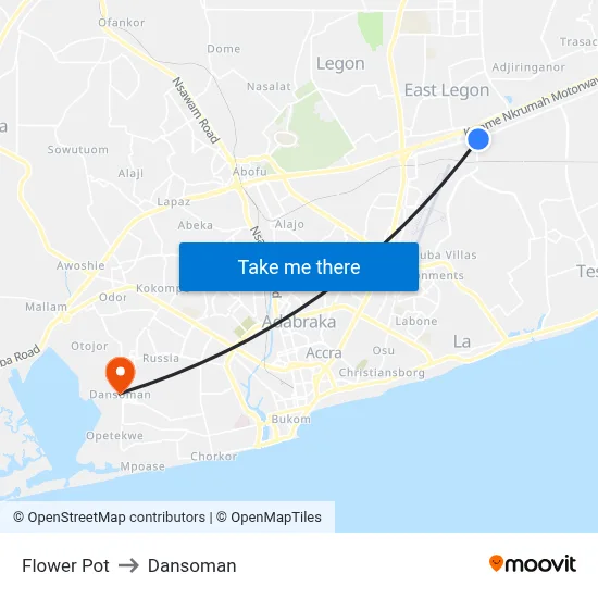 Flower Pot to Dansoman map