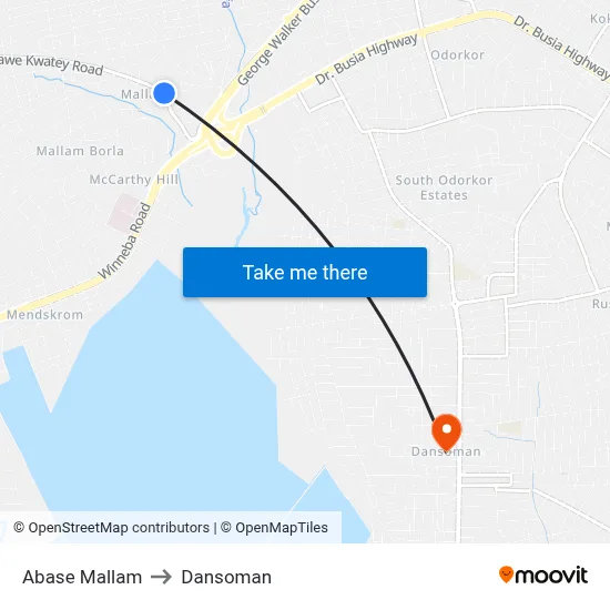 Abase Mallam to Dansoman map