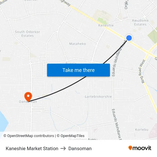 Kaneshie Market Station to Dansoman map