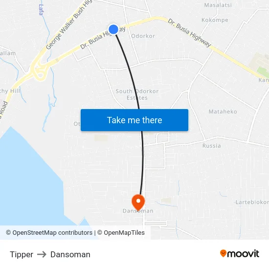Tipper to Dansoman map