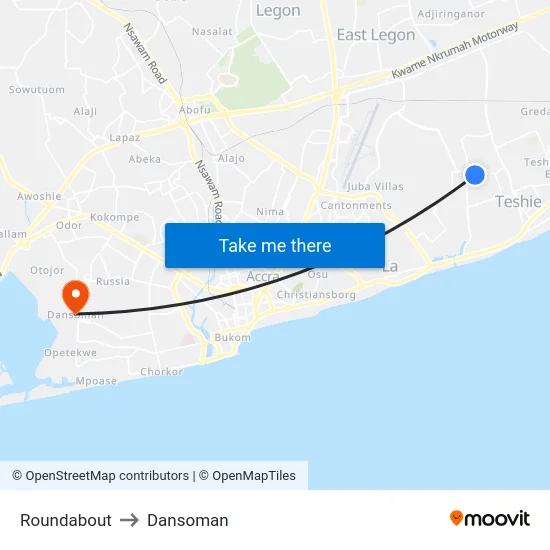 Roundabout to Dansoman map