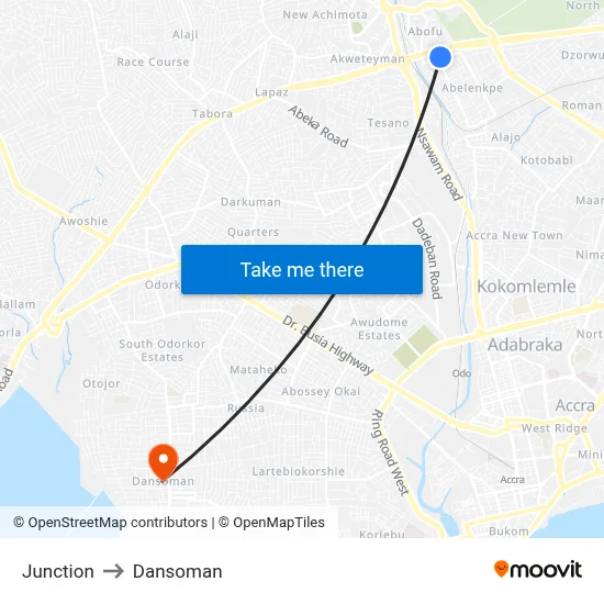 Junction to Dansoman map