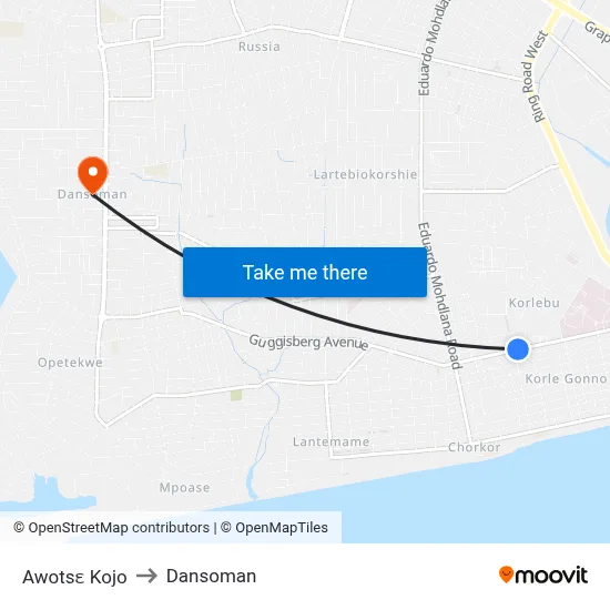 Awotsɛ Kojo to Dansoman map