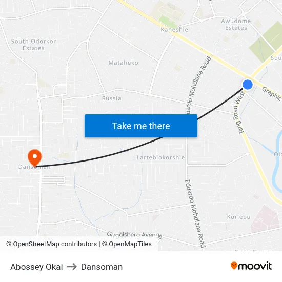 Abossey Okai to Dansoman map