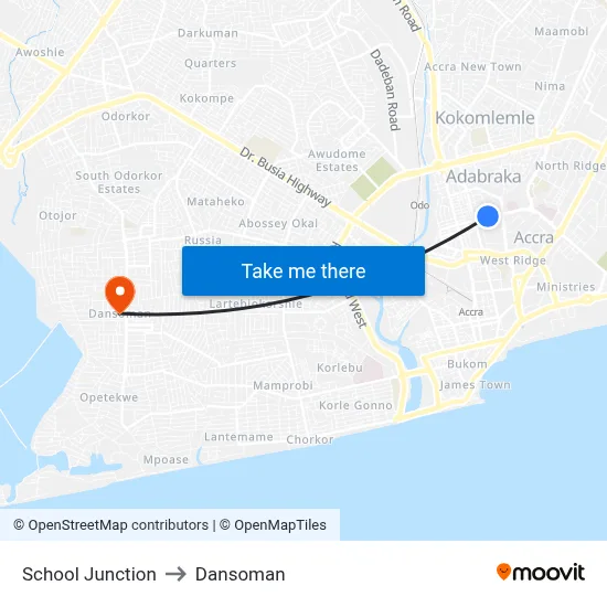 School Junction to Dansoman map