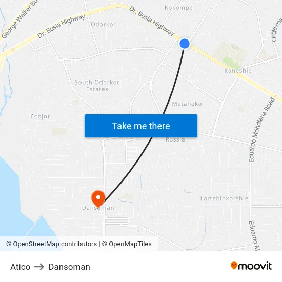 Atico to Dansoman map